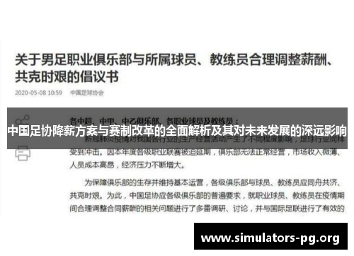 中国足协降薪方案与赛制改革的全面解析及其对未来发展的深远影响